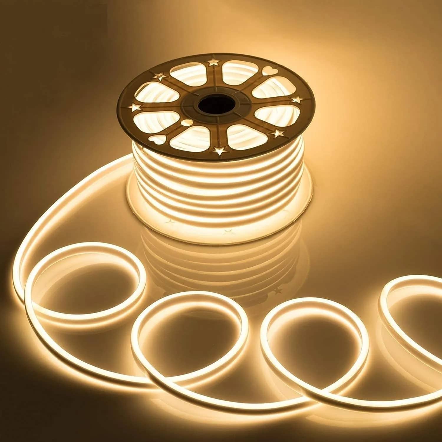 Gesto 16.4 Feet Neon LED Strip Light with 12V Adapter | Cuttable Flexible Waterproof Rope Light for Wall Decor,Indoor & Outdoor Decoration,Custom Names,Signage & Diwali Decorative Lighting-Warm White – image 1