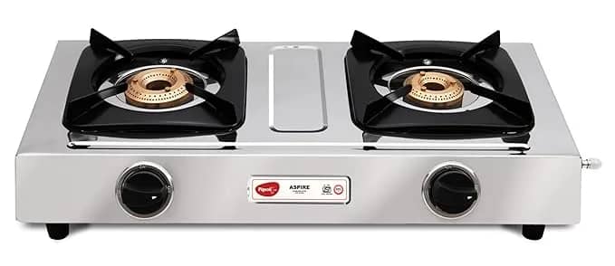 Pigeon By Stovekraft Aspire Stainless Steel Gas Stove 2 Burner I Manual Ignition I High Powered Brass Burner I ISI Certified I 2 Year Warranty – image 1