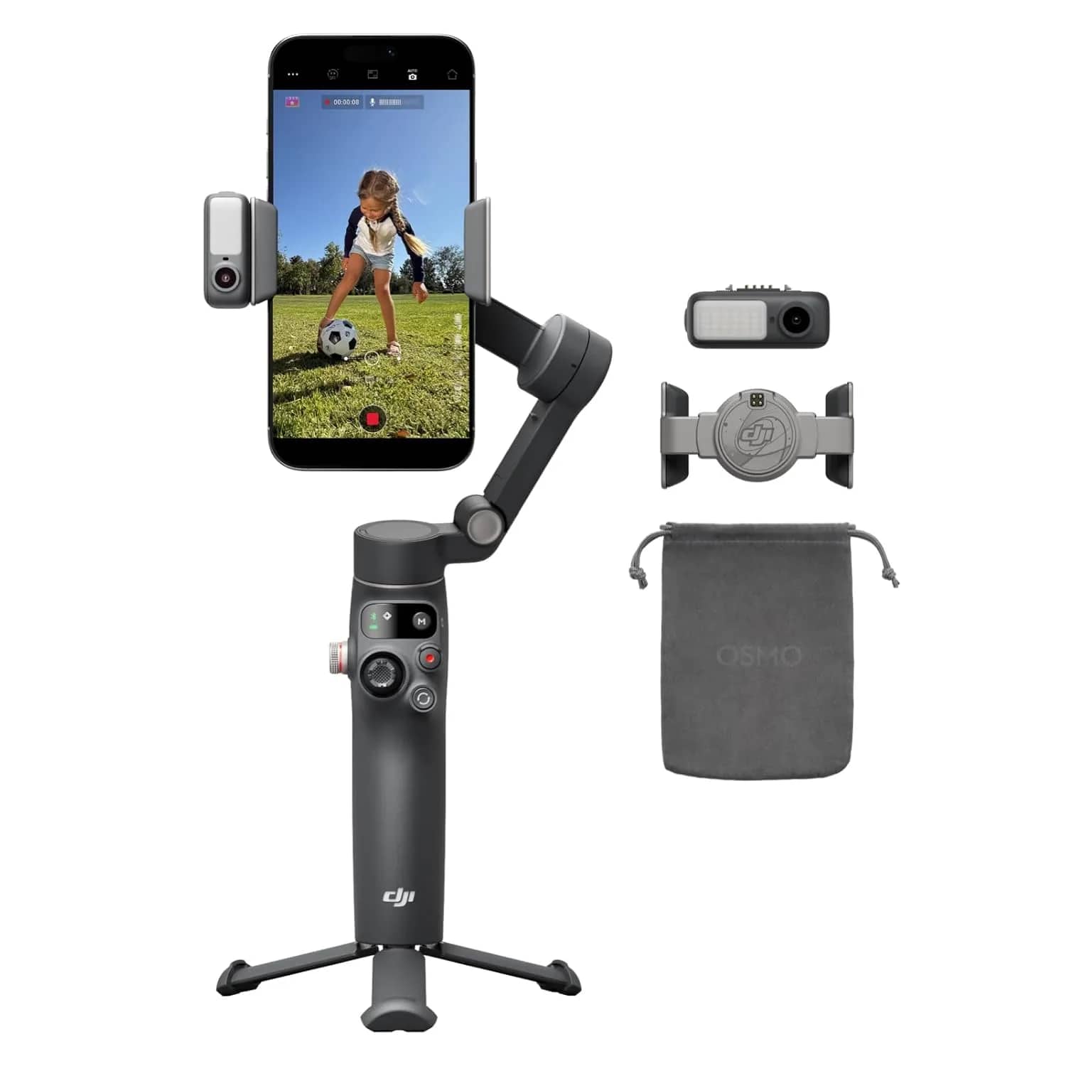 DJI Osmo Mobile 8 Gimbal Stabilizer for Phone, Native Tracking with Audio & Lighting, 360° Pan Rotation, Built-in Extension Rod & Tripod, 10h Battery, Extension Rod, Robust 3-Axis Stabilization – image 1