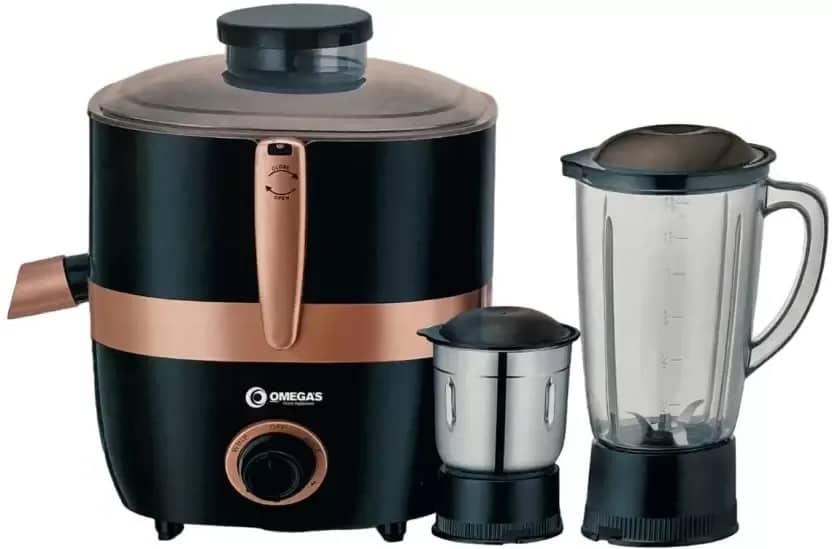 OMEGA’S BOLT 550 W Juicer Mixer Grinder (BOLT 550 W with Fast juicing | 2 Jars | Black) – image 1