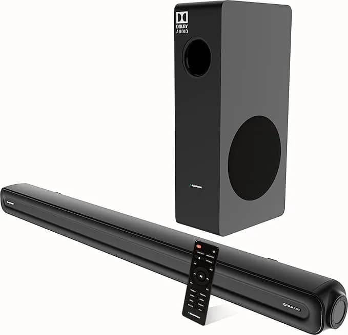 Blaupunkt Germany’s SBW08 220W Dolby Soundbar with 8 Inch(20cm) Subwoofer, 2.1 Channel Surround Sound System with HDMI-ARC, Optical, AUX, Bluetooth and Remote Control, Black – image 1