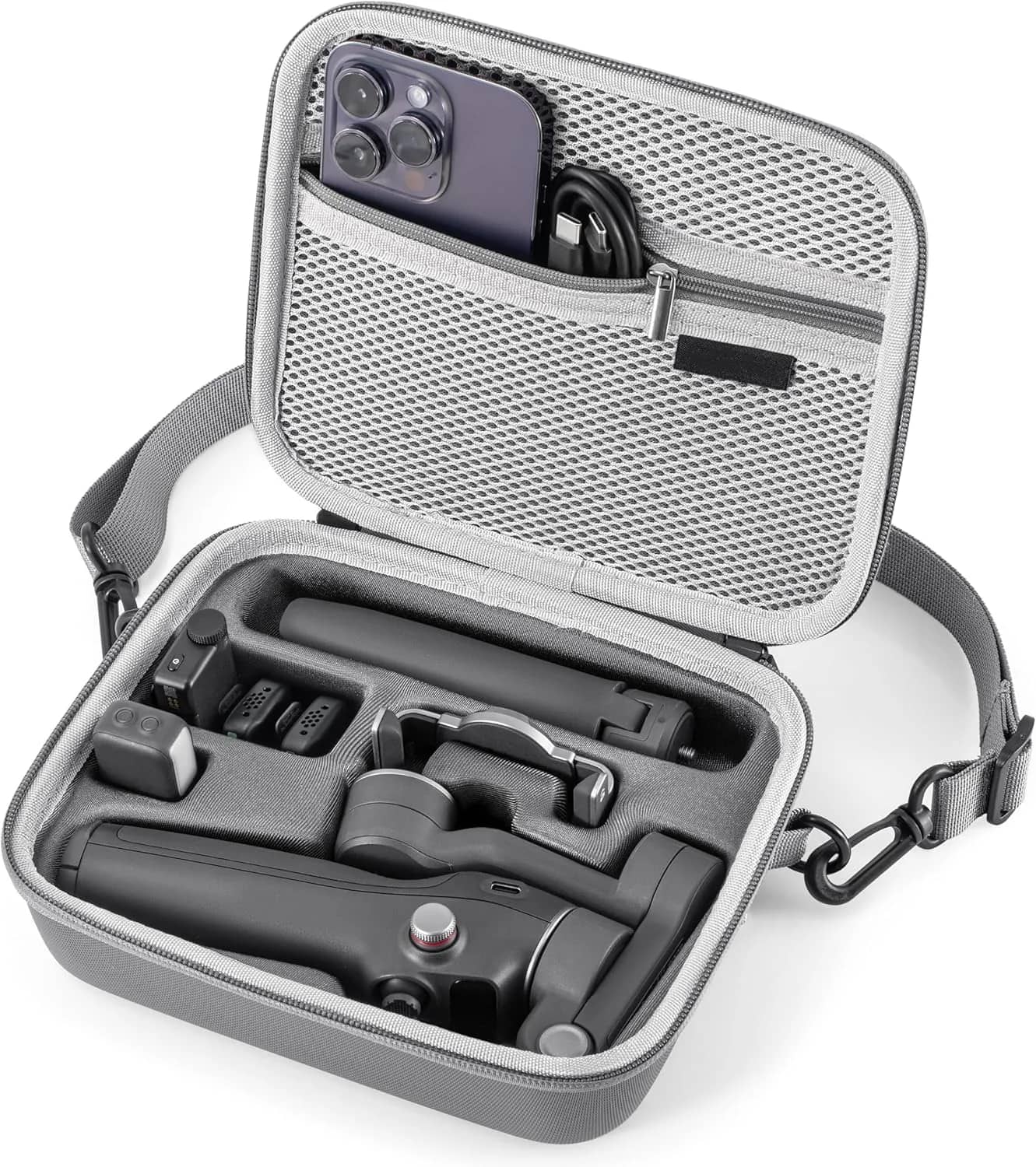 LEQTRONIQ Osmo Mobile 7P/8 Case, Portable PU Shoulder Bag for DJI OM 7 Pro/OM8 Gimbal Stabilizer Travel Case (Gimbal not Included) – image 1