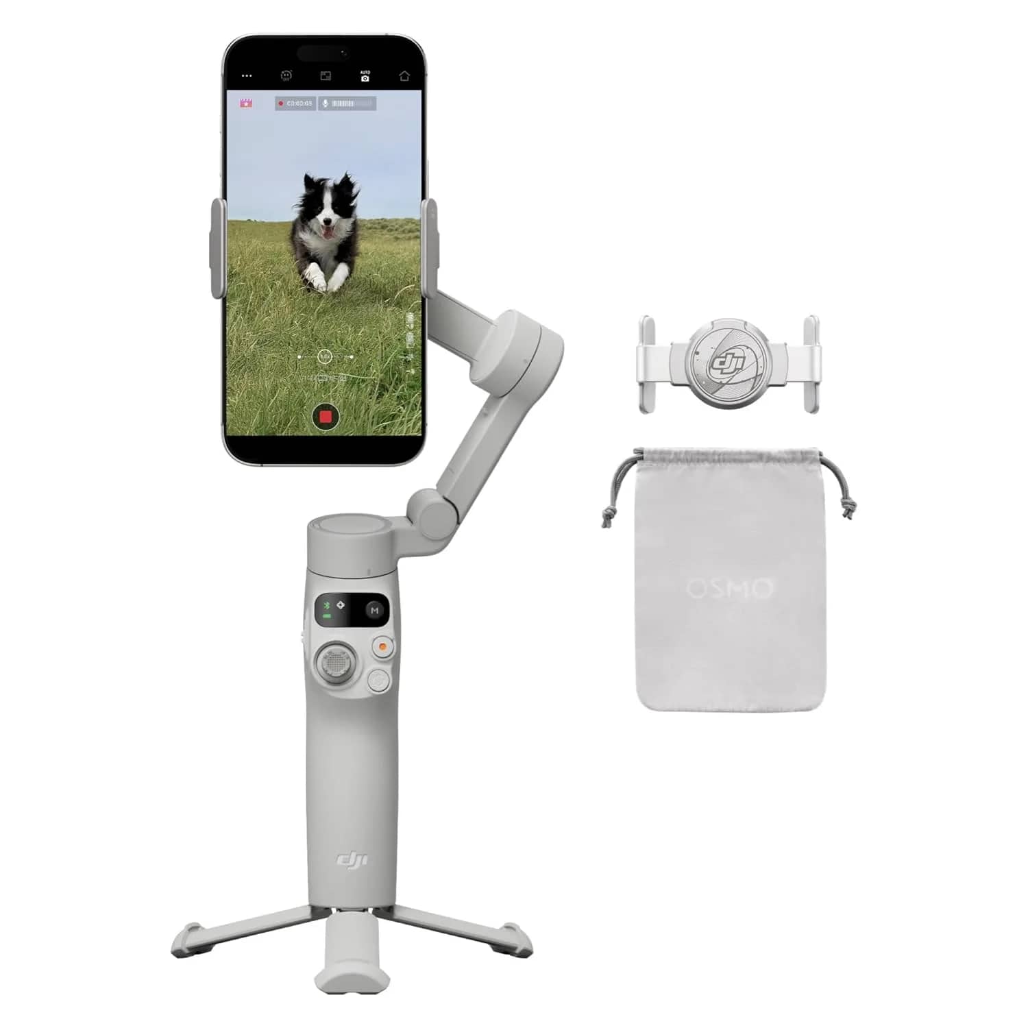 DJI Osmo Mobile 7 Gimbal Stabilizer for iPhone, Android, Built-in Tripod, Ultra-Light, 3-Axis Phone Gimbal,Activetrack 7.0,One-Tap Edit,Phone Charging Vlogging Stabilizer YouTube Video, Gray – image 1