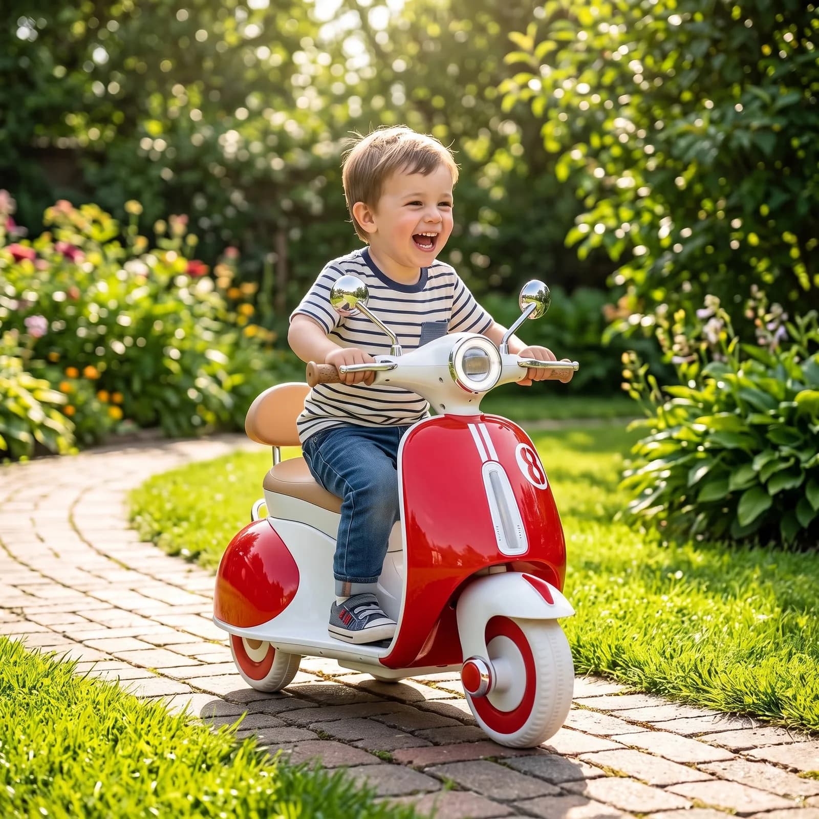 Kids Electric Scooter – Vintage Style Battery-Operated Ride-On Scooter – image 6