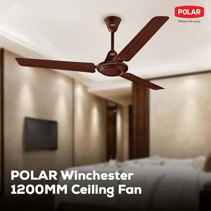 POLAR Winchester 1200MM Ceiling Fan – Brown | 1-Star Rated 52 Watt High-Speed Ceiling Fan For Home, Offices and Living Room | Ribbed Blades For Higher Air Delivery – 2.5 Years Warranty – image 3