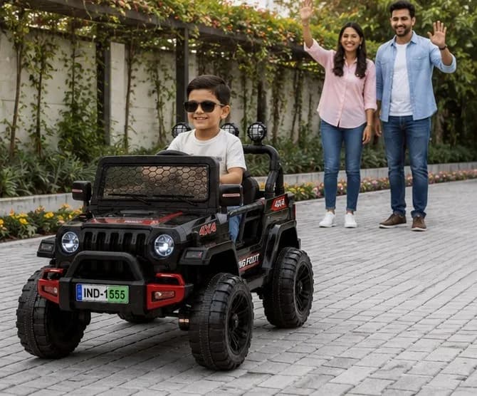 Big Foot 4×4 Kids Battery Operated Ride-On Jeep with Parent Remote Control, LED Lights & Music (Black) – image 5