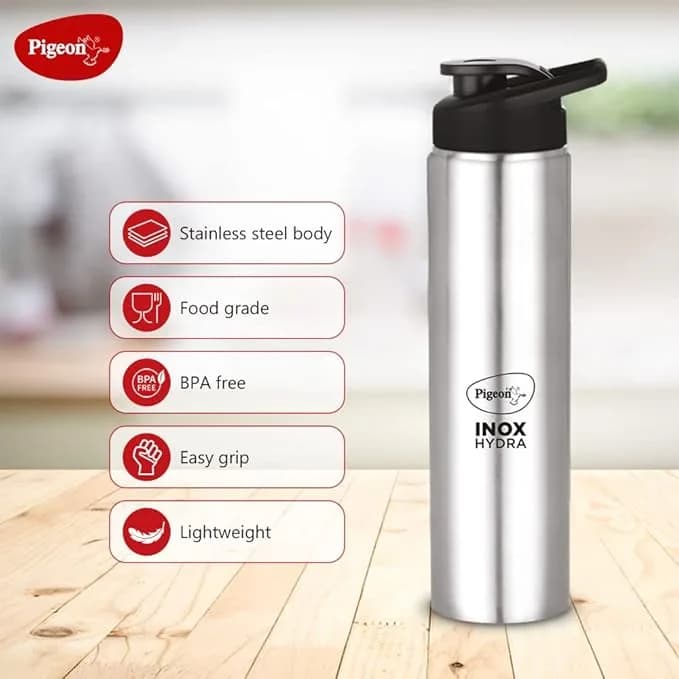 Pigeon by Stovekraft Stainless Steel Inox Hydra Drinking Water Bottle 900 ml – Silver – image 2