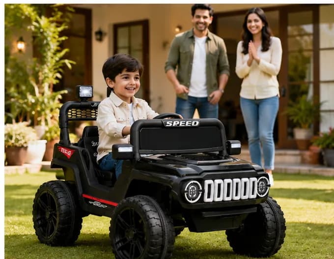 Best Kids Electric Jeep | Speed 4×4 Off-Road 12V Battery Operated Ride-On Car with LED Lights, Music & Parental Remote | Black – image 5