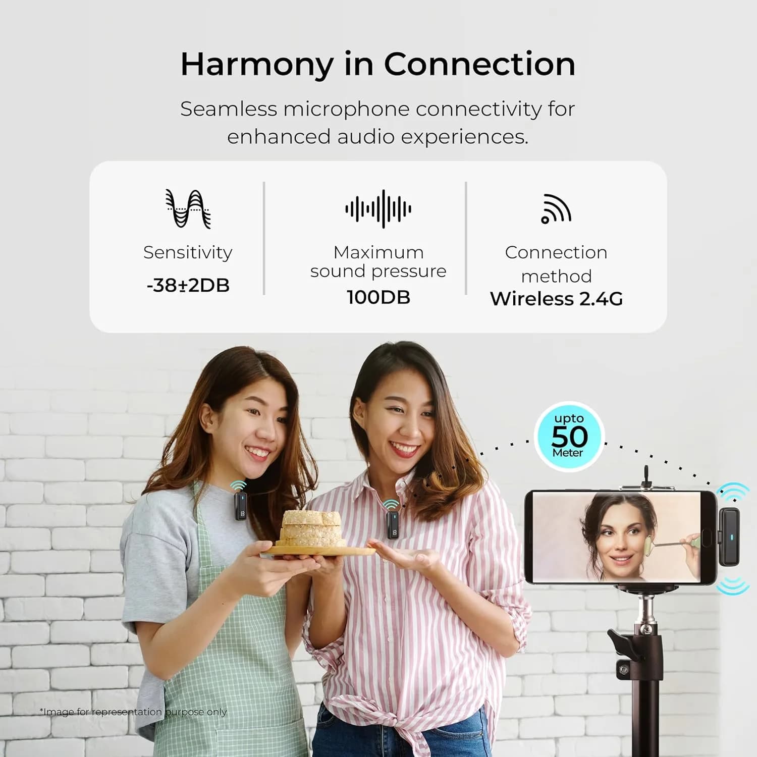 Digitek® (DWM 105) 2 in 1 Wireless Microphone System with ANC Mode, 50m Wireless Range, 6-Hour Working Time, Plug & Play Auto Pairing, Compatible with Android & iOS for Broadcasting & Audio Recording – image 7