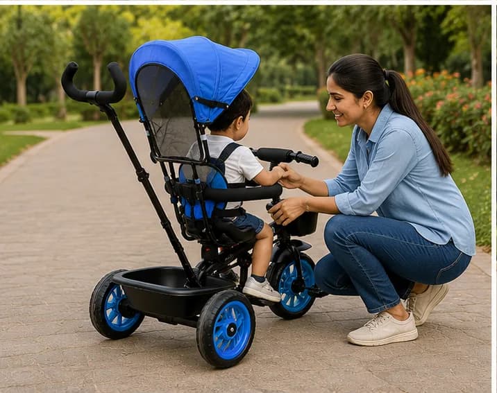 Baby Tricycle Kiwi with Canopy, Parent Handle & Safety Guard for Babies and Toddlers – image 6