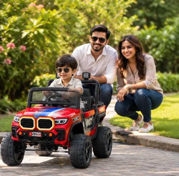 Speed Jeep 8888 Kids Electric Jeep | 12V Battery Operated Ride-On Car with Remote Control, LED Lights & Music (Red) – image 4