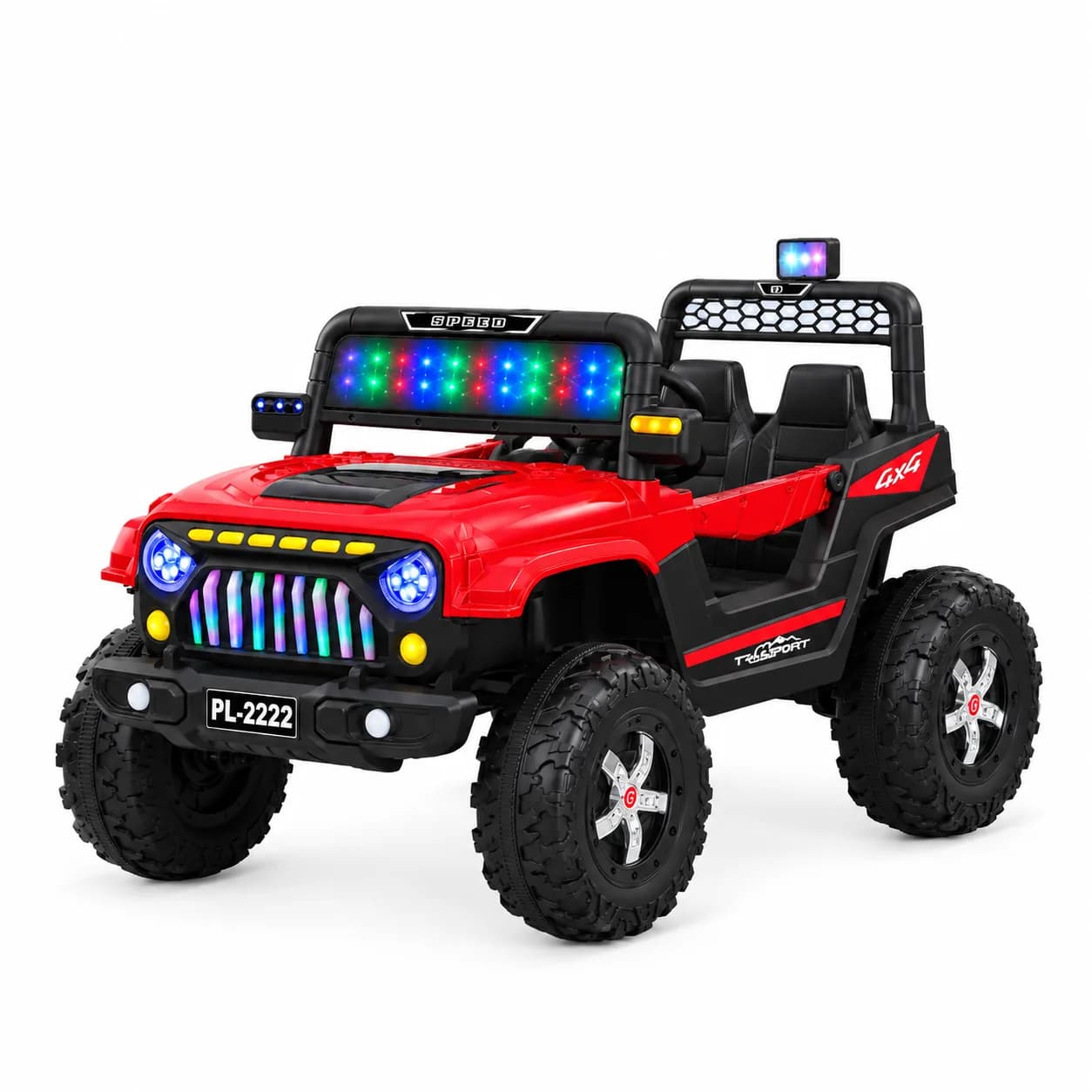 Kids Ride-On Jeep metallic red 4x4 battery operated off-road electric SUV for kids