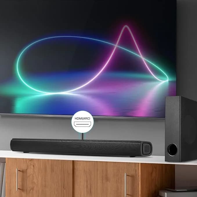 TCL S332W 2.1 CH 200W Soundbar with Wired Subwoofer, Supporting Bluetooth, HDMI(ARC), Coaxial Input, AUX, USB & Remote Control (Black) – image 2