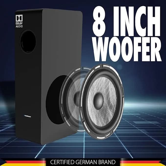 Blaupunkt Germany’s SBW08 220W Dolby Soundbar with 8 Inch(20cm) Subwoofer, 2.1 Channel Surround Sound System with HDMI-ARC, Optical, AUX, Bluetooth and Remote Control, Black – image 2