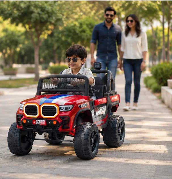 Speed Jeep 8888 Kids Electric Jeep | 12V Battery Operated Ride-On Car with Remote Control, LED Lights & Music (Red) – image 6