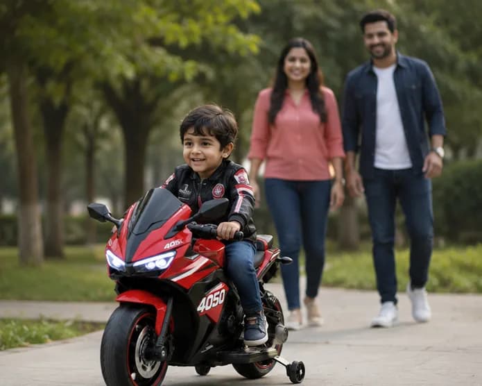 4050 Premium Kids Electric Bike | 12V Battery Operated Ride-On Sports Bike with LED Lights, Music & Training Wheels – image 5