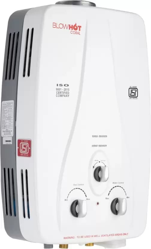 Blowhot 6 L Gas Water Geyser (Coral Automatic LPG Gas Water Heater Geyser Instant 6 LTR Water Flow, ISI Marked, White)