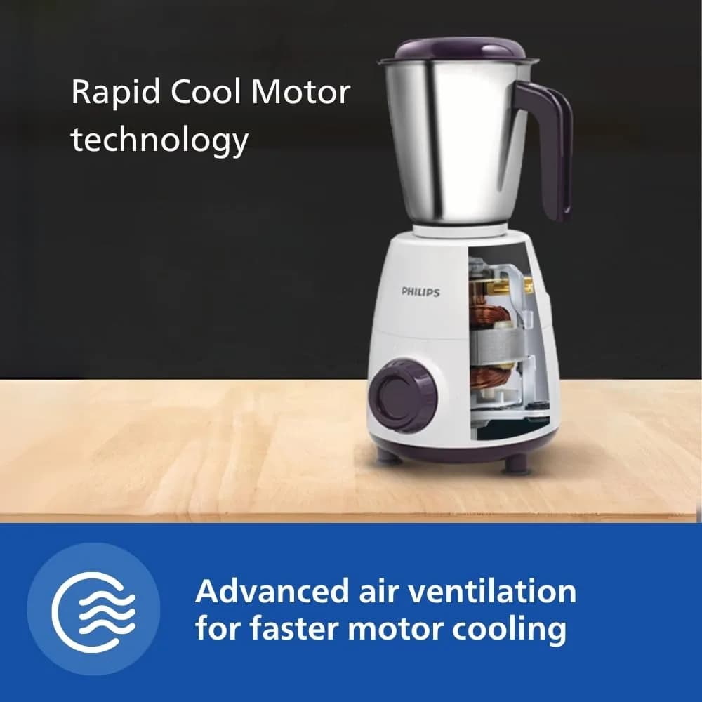 PHILIPS HL7505 500W Mixer Grinder (White and Purple) – image 4