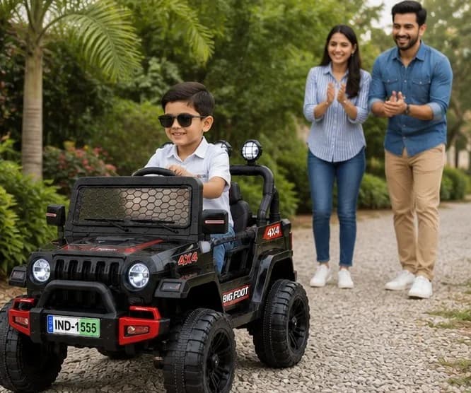 Big Foot 4×4 Kids Battery Operated Ride-On Jeep with Parent Remote Control, LED Lights & Music (Black) – image 4