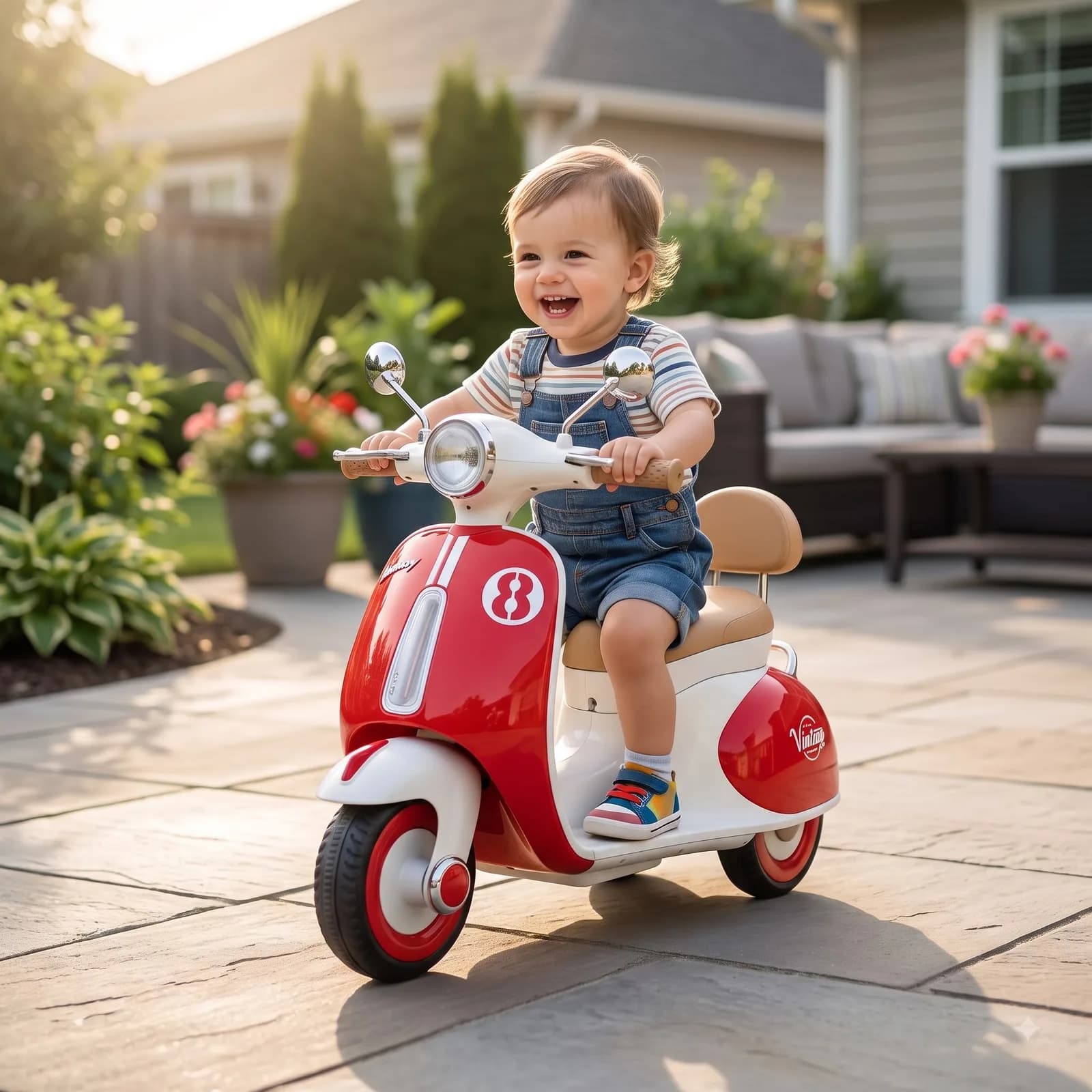 Kids Electric Scooter – Vintage Style Battery-Operated Ride-On Scooter – image 9