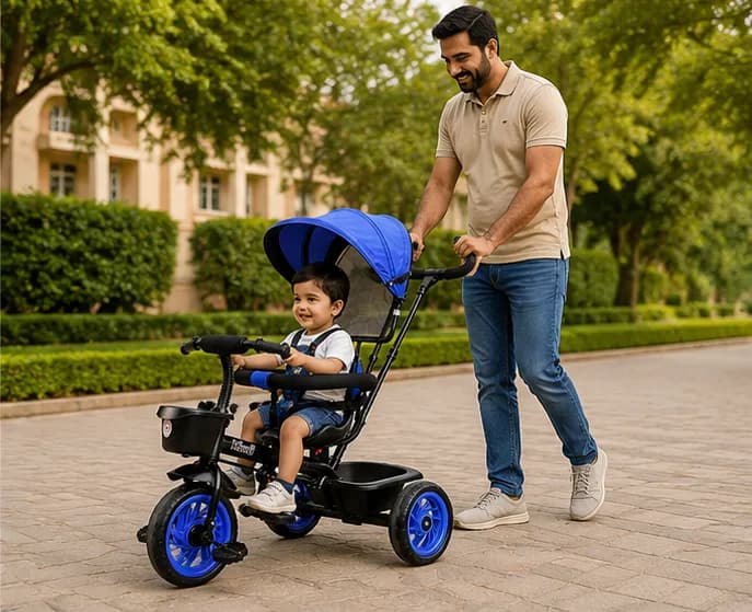 Baby Tricycle Kiwi with Canopy, Parent Handle & Safety Guard for Babies and Toddlers – image 7