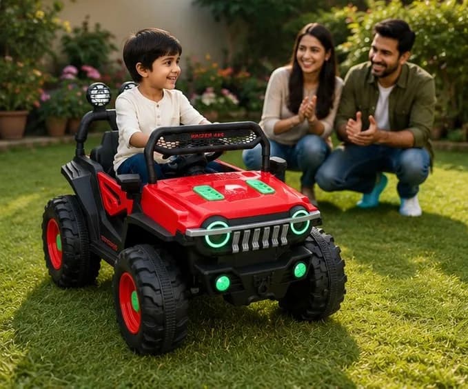 Haizer Kids Electric Jeep SUV 4×4 Ride-On Jeep for Kids (12V Battery Operated Electric SUV) – Red & Black – image 6