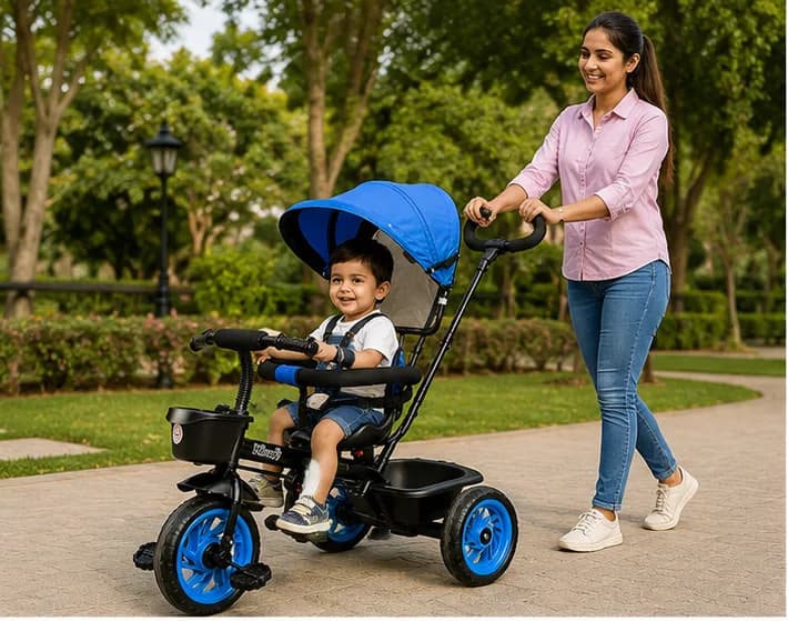 Baby Tricycle Kiwi with Canopy, Parent Handle & Safety Guard for Babies and Toddlers – image 4