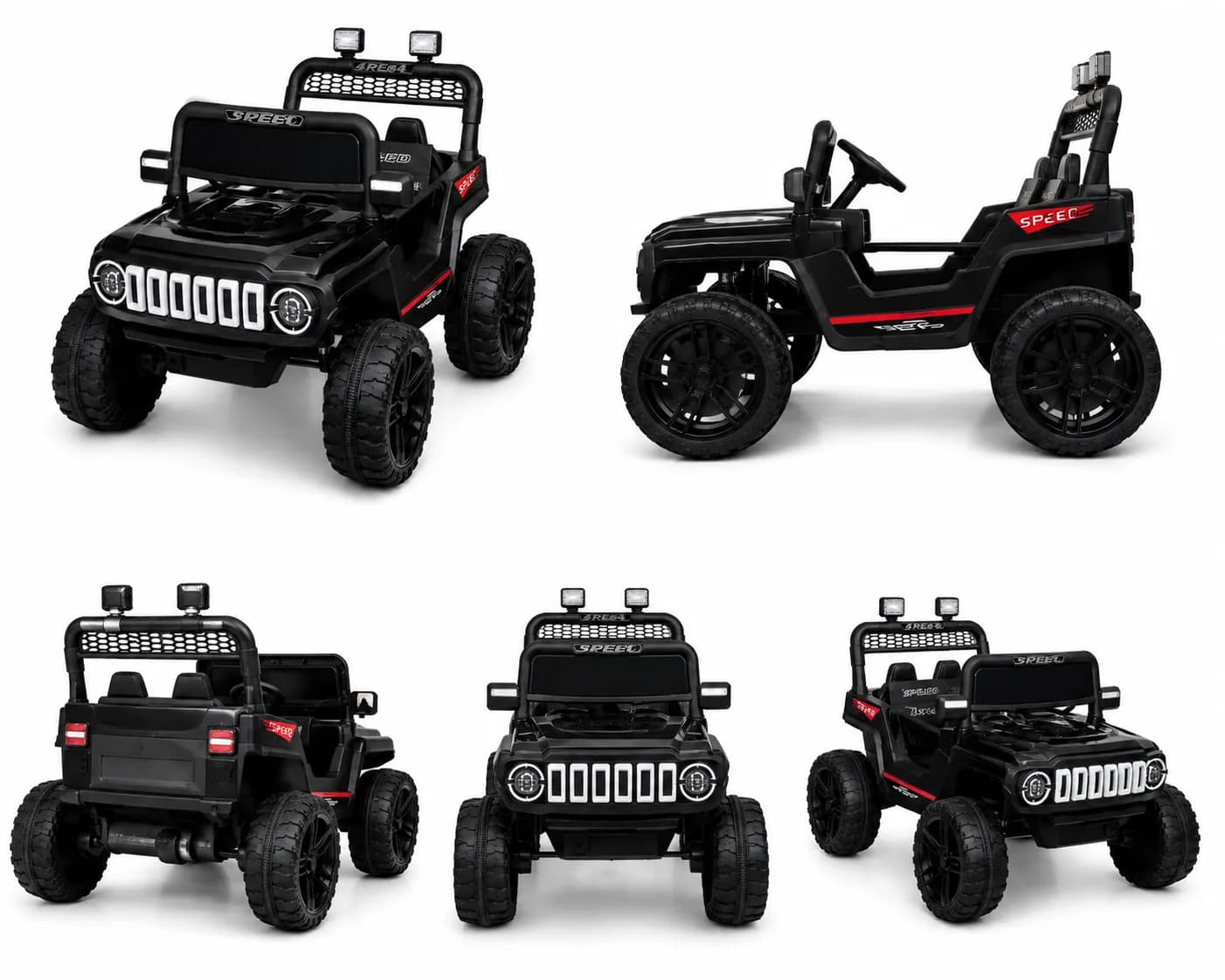 Best Kids Electric Jeep | Speed 4×4 Off-Road 12V Battery Operated Ride-On Car with LED Lights, Music & Parental Remote | Black – image 3