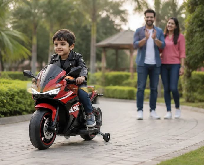 4050 Premium Kids Electric Bike | 12V Battery Operated Ride-On Sports Bike with LED Lights, Music & Training Wheels – image 6