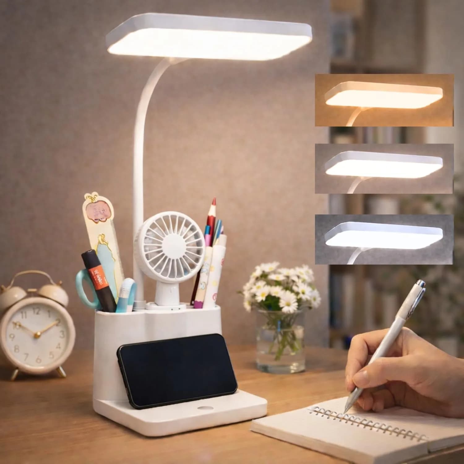 One94Store 3-in-1 LED Desk Lamp with Pen & Phone Holder – USB Rechargeable Study Lamp with Touch Sensor, 3 Light Modes, Eye Protection & Warm White Night Light for Bedroom, Office & Home – image 1