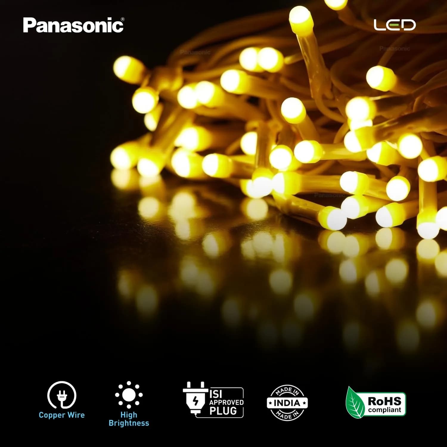 Panasonic Deco Fancy 10 Mtr LED String Light for Diwali, Decorative LED String Light for Ganesh Chaturthi, Christmas Decoration Light (Golden) – image 4
