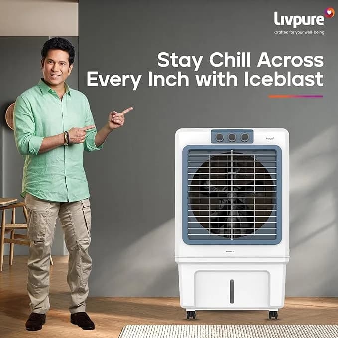 Livpure Iceblast Desert Air Cooler- 70L & 90L | Cooler with High Air Delivery, Ice Chamber, Honeycomb Pads, Multi-Directional Wheels | Room Cooler with Inverter Compatibility| 2 year Warranty by Livpure – image 3