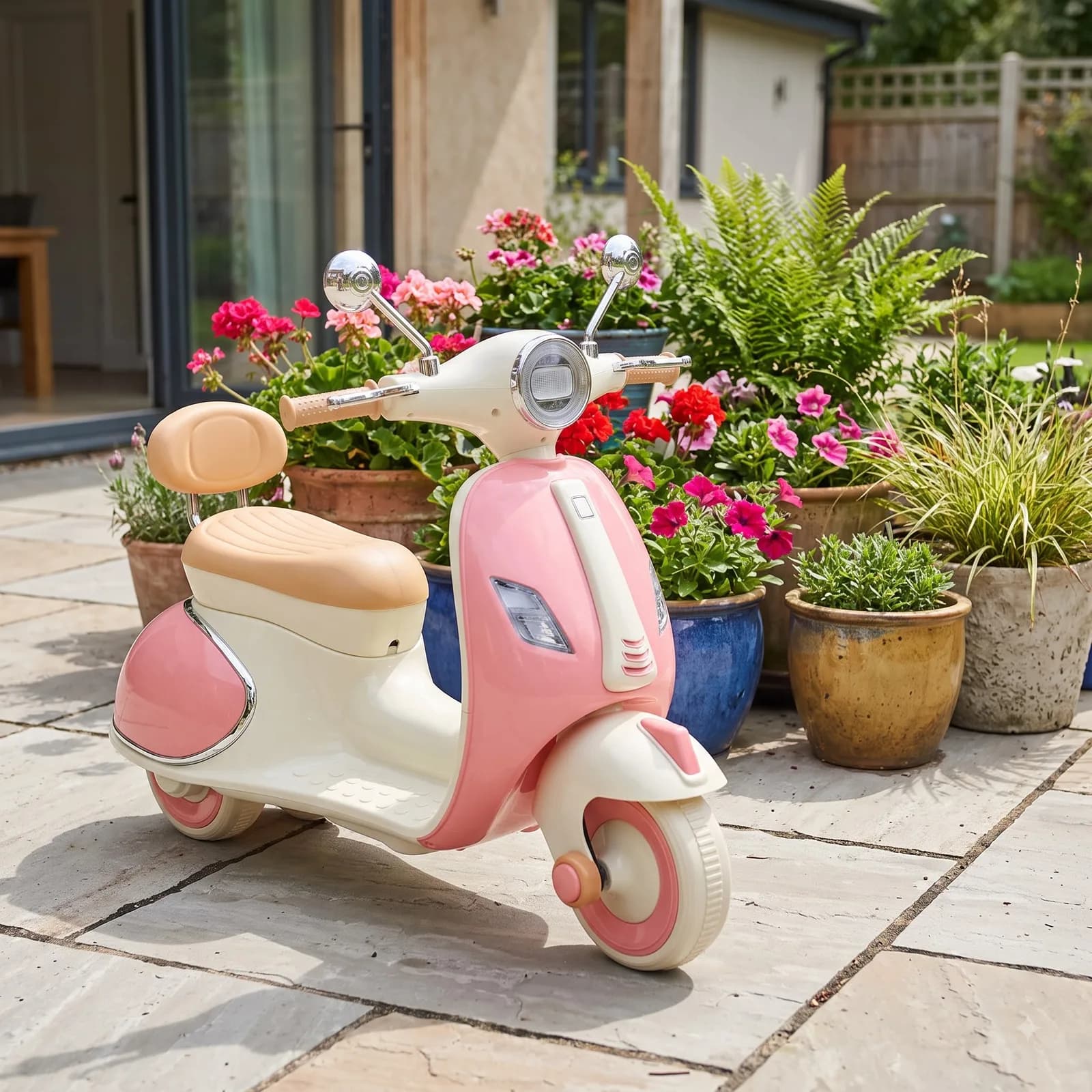 Kids Premium Electric Vespa Scooter with Parent Handle | 12V Battery Ride-On Scooter for Kids (Pink) – image 7