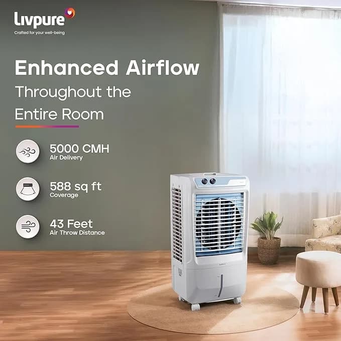 Livpure Koolbliss Desert Air Cooler – 65 L |16” Fan Blade| 190W Motor with Thermal Overload Protection | Antibacterial Honeycomb Pads | Inverter Compatibility| 2 Years Warranty on Motor – image 3