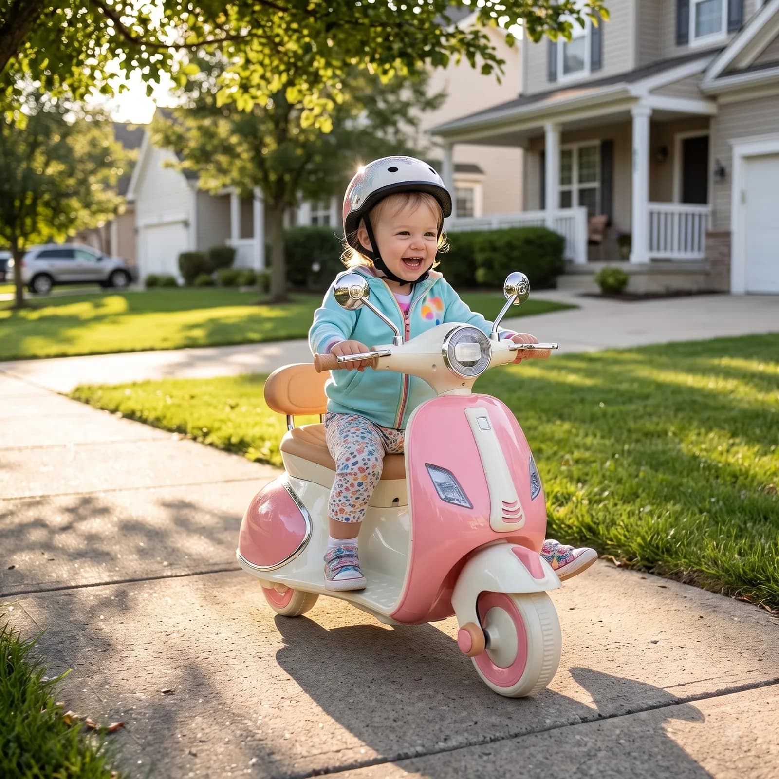 Kids Premium Electric Vespa Scooter with Parent Handle | 12V Battery Ride-On Scooter for Kids (Pink) – image 8