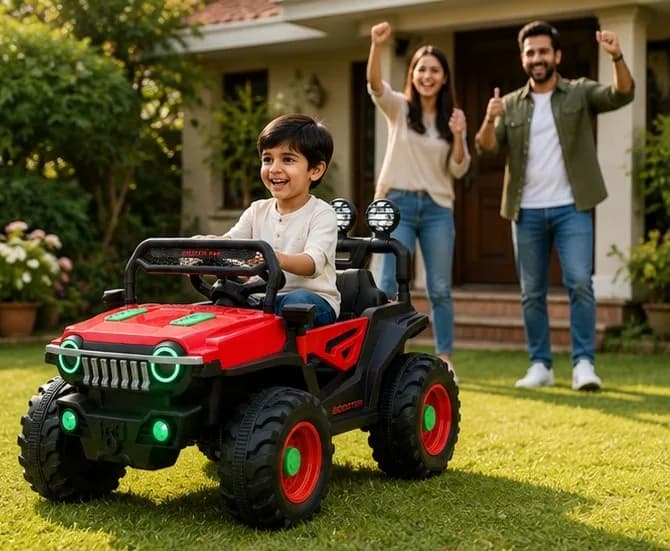 Haizer Kids Electric Jeep SUV 4×4 Ride-On Jeep for Kids (12V Battery Operated Electric SUV) – Red & Black – image 5