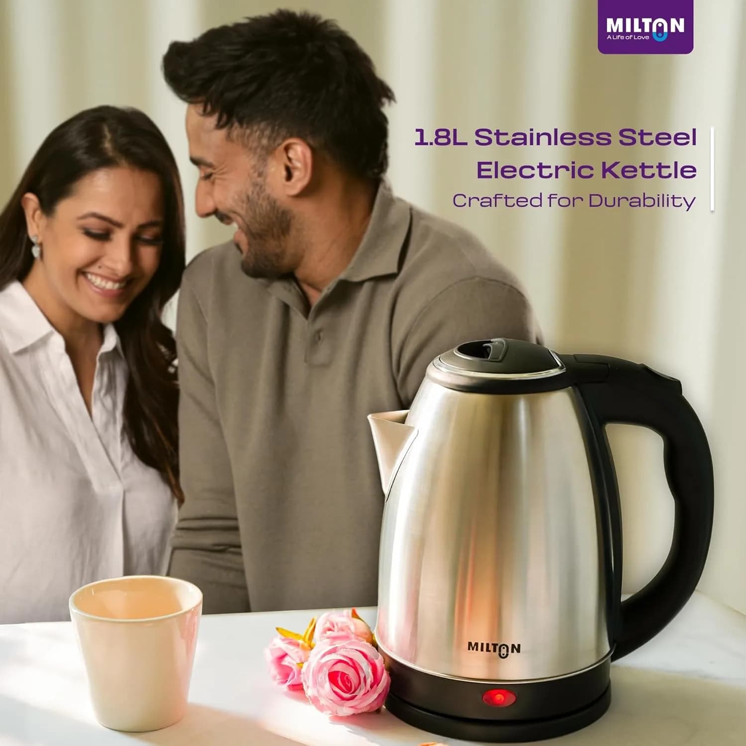 Milton Rapid Electric Kettle 1.8L | 1500 Watts | Stainless Steel Hot Water portable Electric Kettle for Home, Office β image 9