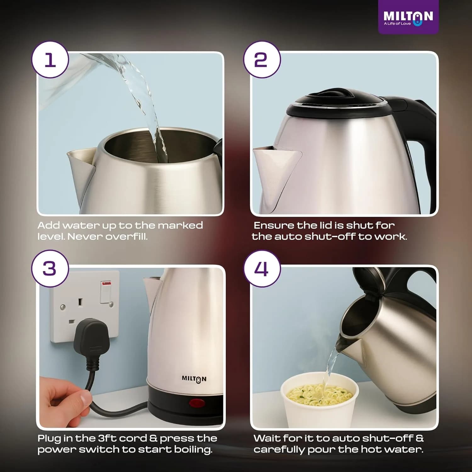 Milton Rapid Electric Kettle 1.8L | 1500 Watts | Stainless Steel Hot Water portable Electric Kettle for Home, Office β image 7