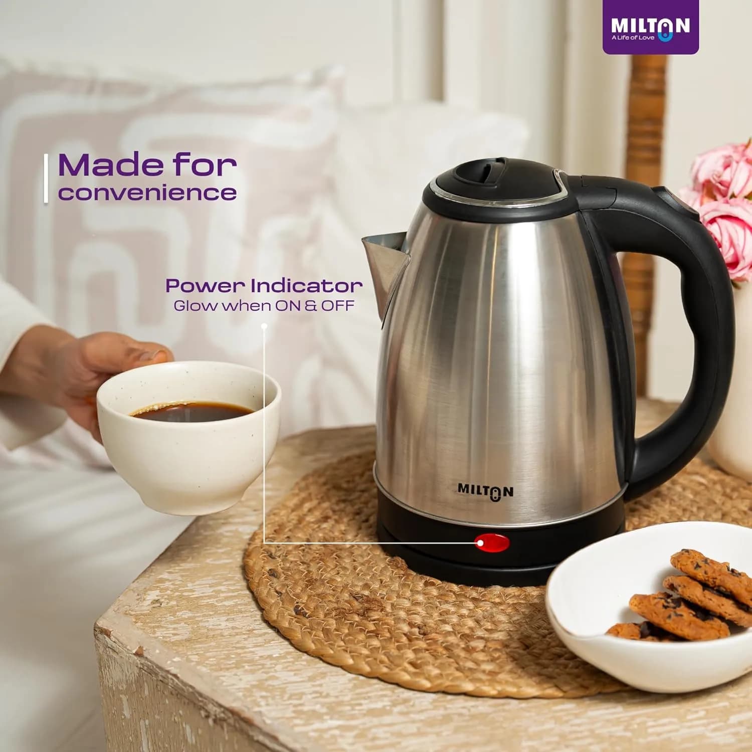 Milton Rapid Electric Kettle 1.8L | 1500 Watts | Stainless Steel Hot Water portable Electric Kettle for Home, Office β image 5